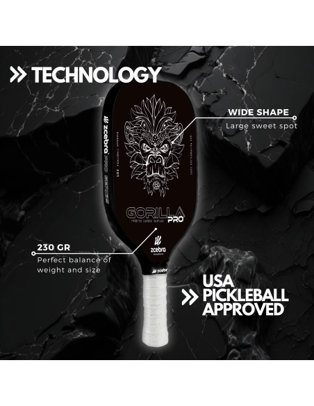 GORILLA PRO SERIES (Black) – Pala de Pickleball Pure Carbon