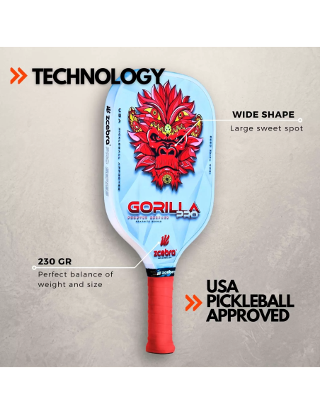 Pala de Pickleball Carbono GORILLA PRO SERIES (red)