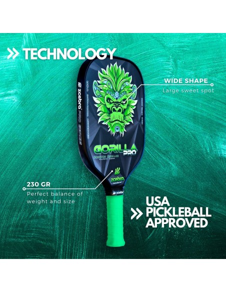 Pala de Pickleball Carbono GORILLA PRO SERIES (green)